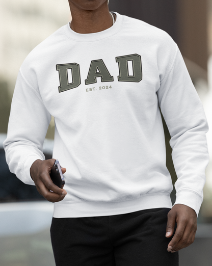 Dad Est 2024 Army Green College Letter Sweatshirt