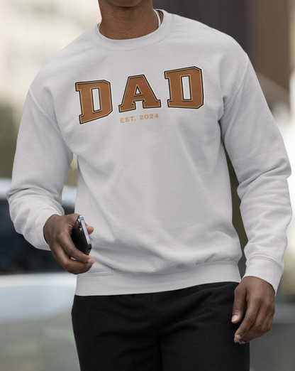 Dad Est 2024 Orange College Letter Sweatshirt