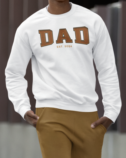 Dad Est 2024 Orange College Letter Sweatshirt