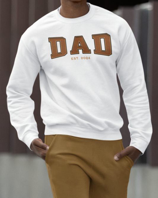 Dad Est 2024 Orange College Letter Sweatshirt