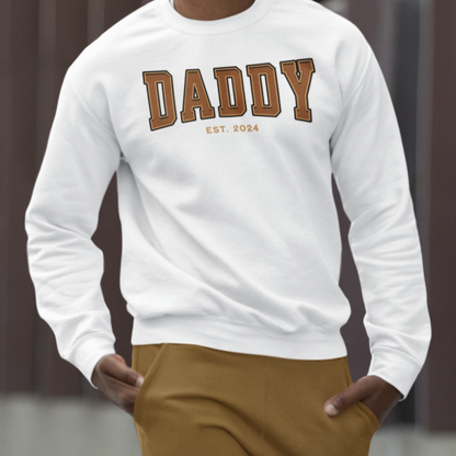 Daddy Est 2024 Orange College Letter Sweatshirt