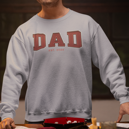 Dad Est 2024 Red College Letter Sweatshirt