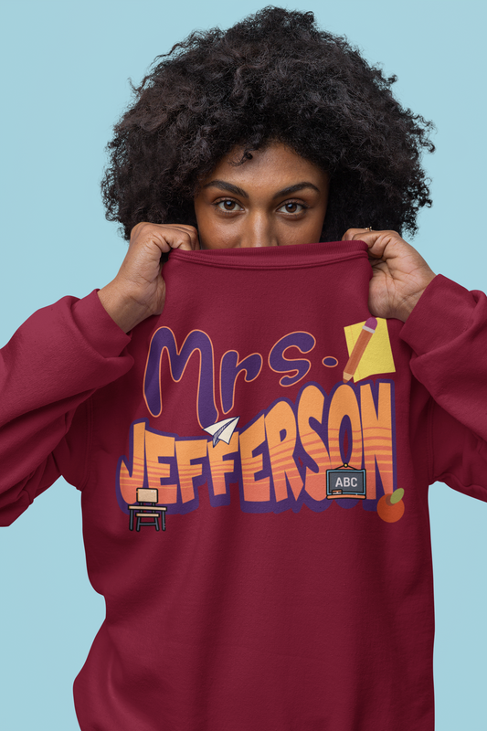 Custom Purple Retro Wave Teacher Sweatshirt