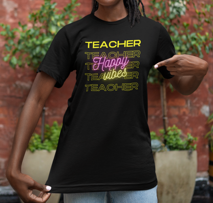 Teacher Happy Vibes Short Sleeve Tee