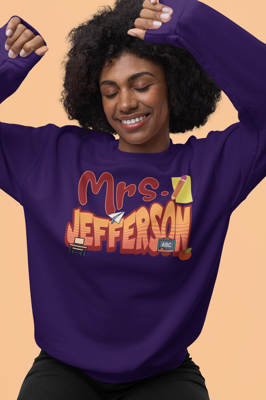 Custom Red Retro Wave Teacher Sweatshirt