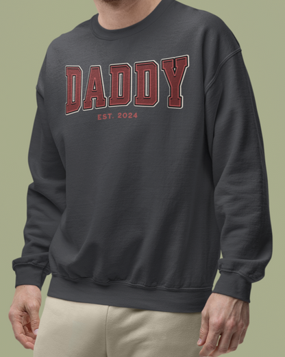 Daddy Est 2024 Red College Letter Sweatshirt