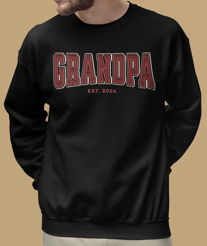 Grandpa Est 2024 Red College Letter Sweatshirt