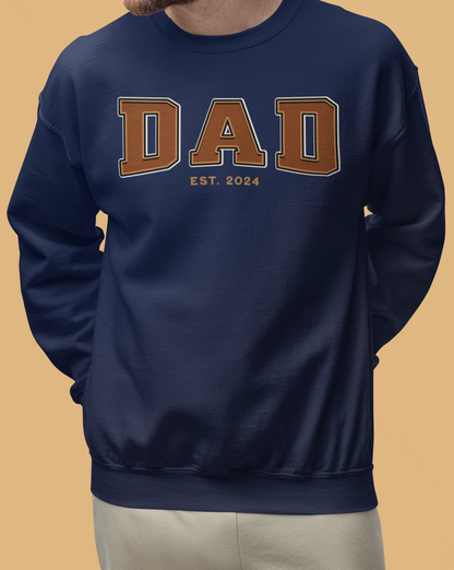 Dad Est 2024 Orange College Letter Sweatshirt