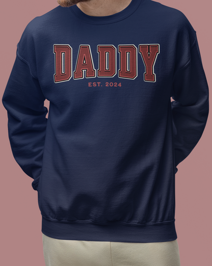 Daddy Est 2024 Red College Letter Sweatshirt