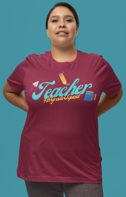 4th Grade Teacher Squad Blue Short Sleeve Tee