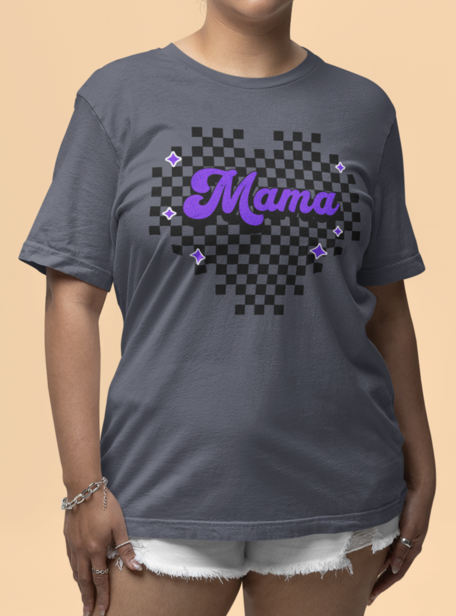 Purple Heart Checkered Mama Short Sleeve Tee