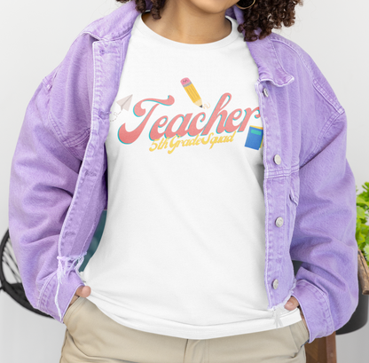5th Grade Teacher Squad Pink Short Sleeve Tee