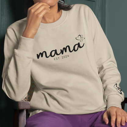 Custom Mama Est 2024 Heart Bubbles Sleeve Sweatshirt