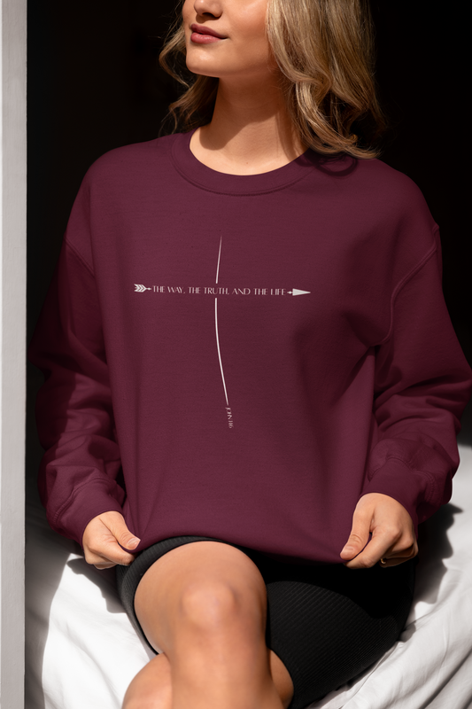 John 14:6 Way, Truth, Life Print Sweatshirt