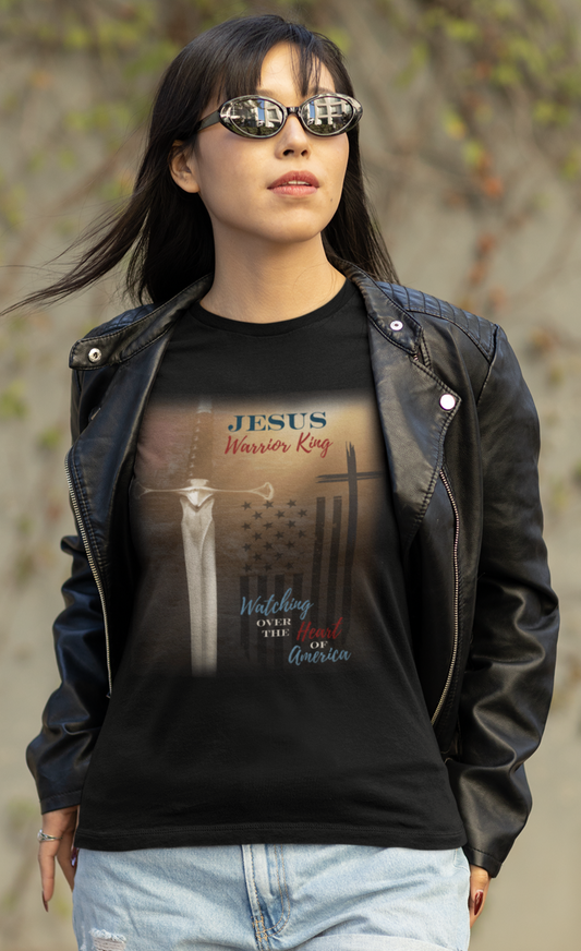 Jesus Warrior King Heart for America Cross Black