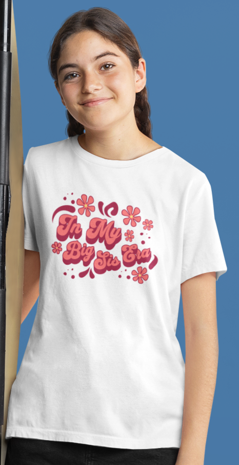 In My Big Sis Era Pink Youth Shirt