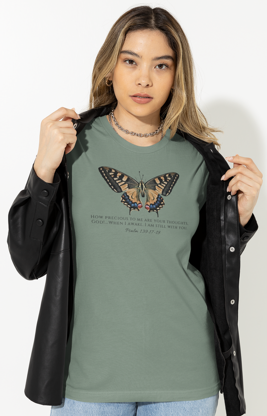 Orange & Blue Butterfly Verse Psalm 139:17-18